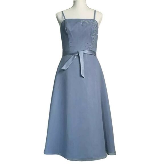 Da Vinci A Line Spaghetti Strap chiffon evening dress light blue sz 10 - Picture 5 of 11